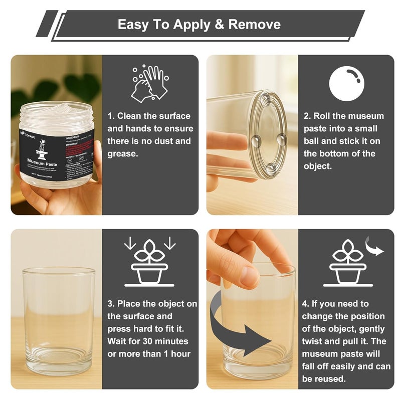 1DFAUL 12 oz Exhibits Fixing Gel for Museum, Removable Clear Museum Paste Putty Wax, Reusable & No Residue, Fixed Collection Artifacts and Decorations to Prevent Vibration, Falling - Image 5